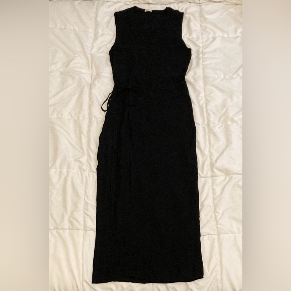 RARE! L'AGENCE Black Semi-Sheer Wrap Tie Dress Black Size S